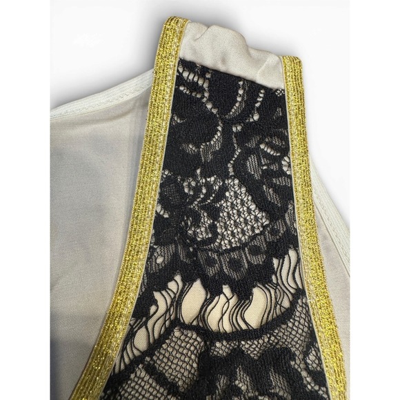 NWT Y2K ANGIE Women Black Ivory Lace Tiered Sleeveless Dress Boho Size S - Picture 5 of 12